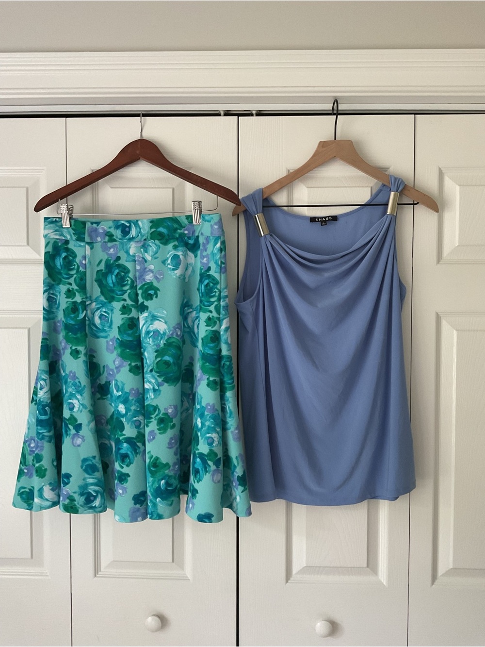 Issac Mizarahi Floral Swing Skirt - Aqua Teal - Picture 12 of 13